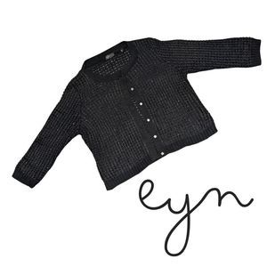 EYN Knitted Sequin Mesh Button-Up Cardigan, Size Large